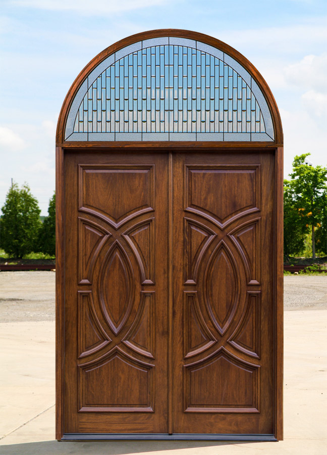 Exterior Double Doors with Arched Transom